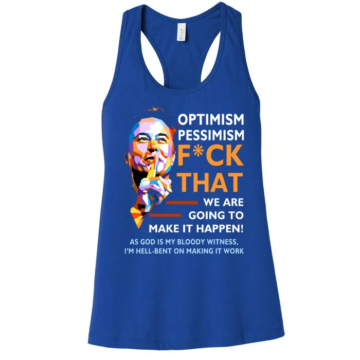 Elon Musk Quote Optimism Pessimism Women's Racerback Tank