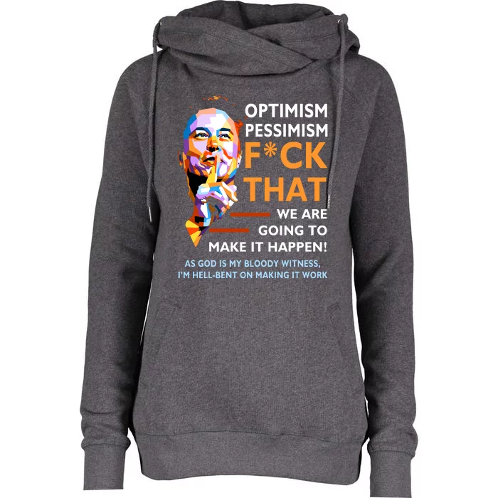 Elon Musk Quote Optimism Pessimism Womens Funnel Neck Pullover Hood