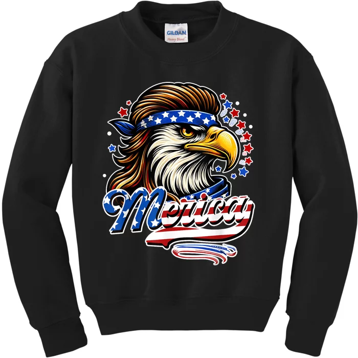 Eagle Merica Red White Blue American Independence Day Kids Sweatshirt