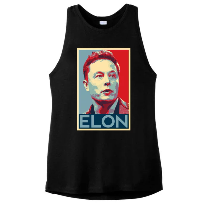 Elon Musk Retro Ladies Tri-Blend Wicking Tank