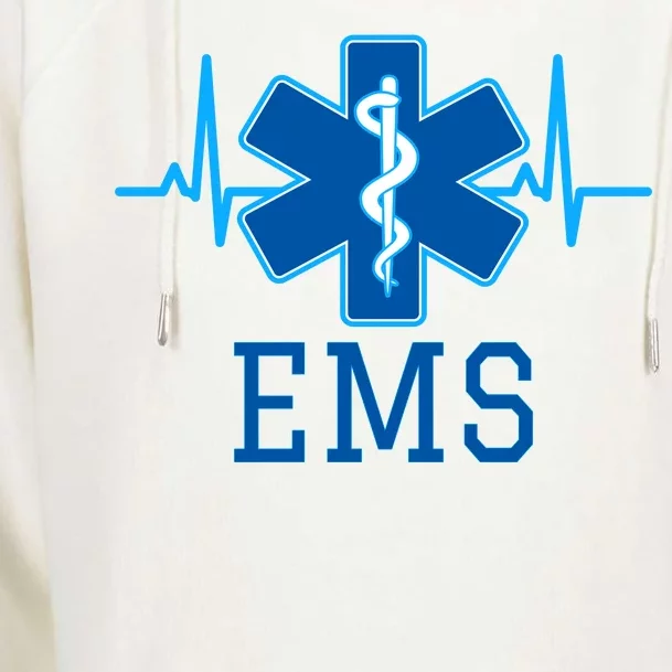 EMS Emergency Medical Services Pulse Logo Womens Funnel Neck Pullover Hood