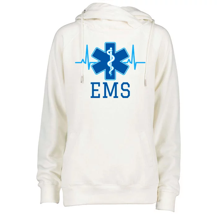 EMS Emergency Medical Services Pulse Logo Womens Funnel Neck Pullover Hood