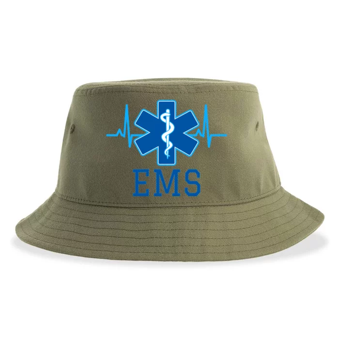 EMS Emergency Medical Services Pulse Logo Sustainable Bucket Hat