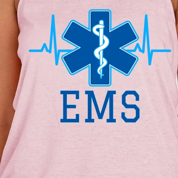 EMS Emergency Medical Services Pulse Logo Women's Knotted Racerback Tank