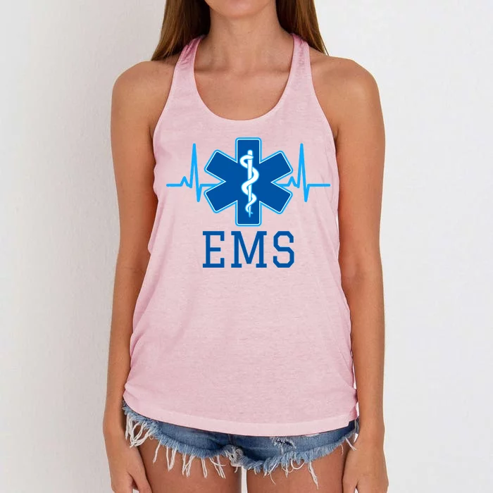 EMS Emergency Medical Services Pulse Logo Women's Knotted Racerback Tank