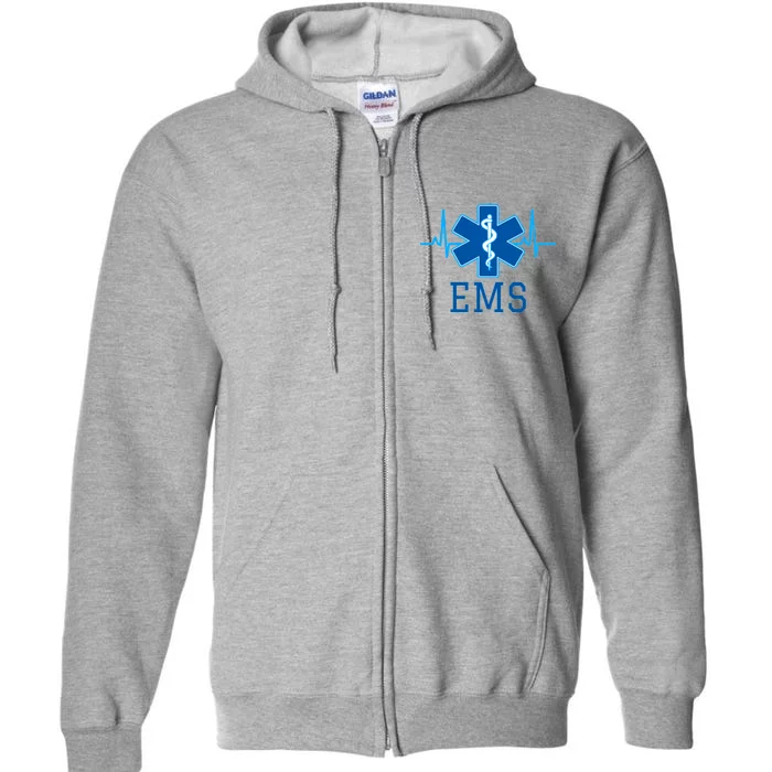 EMS Emergency Medical Services Pulse Logo Full Zip Hoodie