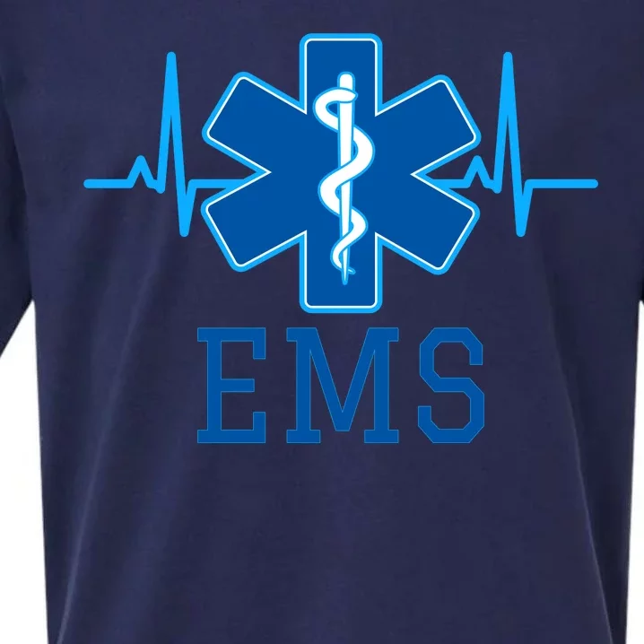 EMS Emergency Medical Services Pulse Logo Sueded Cloud Jersey T-Shirt