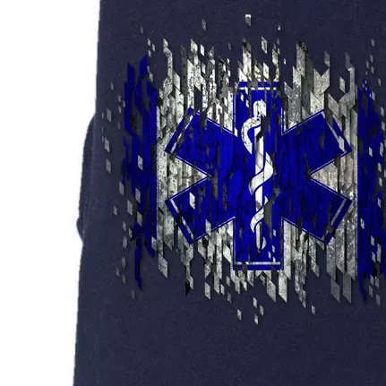 EMS Emergency Medical Services Ripped Torn Flag Doggie 3-End Fleece Hoodie