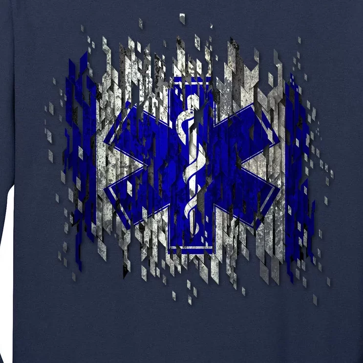 EMS Emergency Medical Services Ripped Torn Flag Tall Long Sleeve T-Shirt