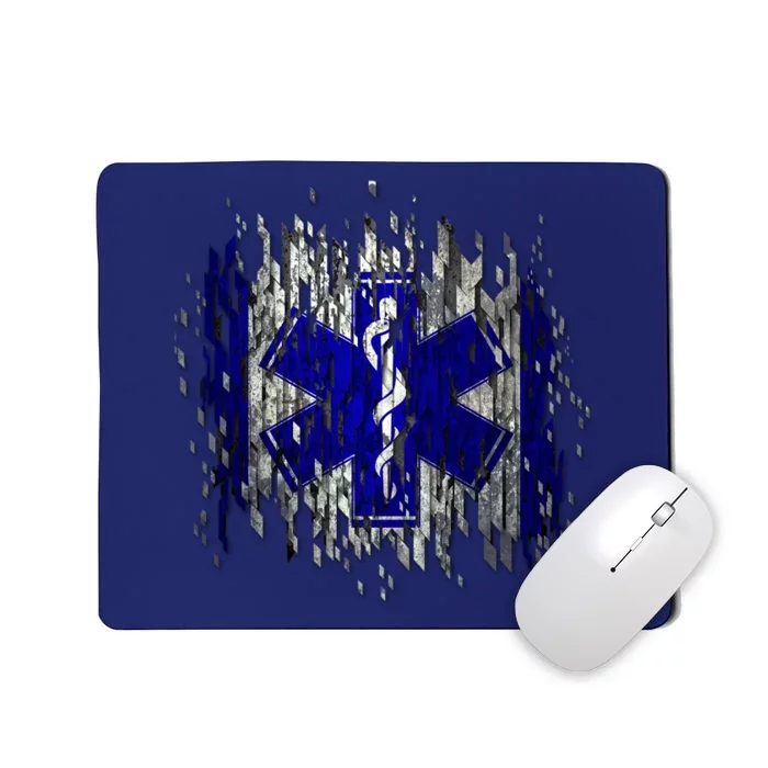 EMS Emergency Medical Services Ripped Torn Flag Mousepad