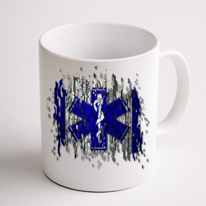 EMS Emergency Medical Services Ripped Torn Flag Front & Back Coffee Mug