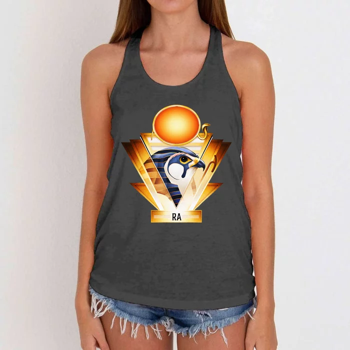 Egyptian Mythology Sun God Ra Women's Knotted Racerback Tank