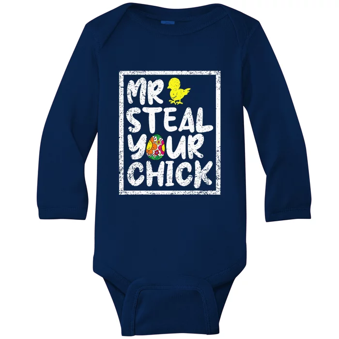 Easter Mr Steal Your Chick Funny Spring Humor Baby Long Sleeve Bodysuit