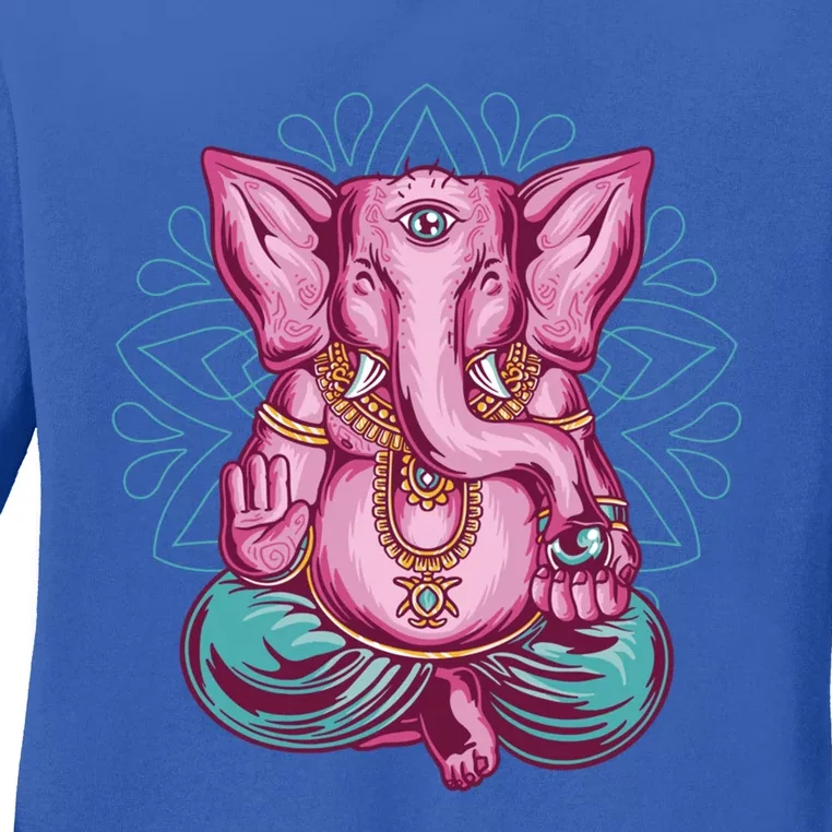 Elephant Meditation Spiritual Buddhism Yoga Zen Namaste Funny Gift Ladies Long Sleeve Shirt