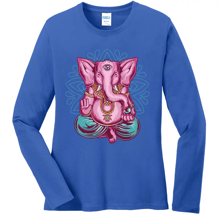 Elephant Meditation Spiritual Buddhism Yoga Zen Namaste Funny Gift Ladies Long Sleeve Shirt