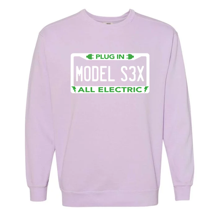 Electric Model Sex Car Funny Green Energy Earth Day Planet Gift Garment-Dyed Sweatshirt