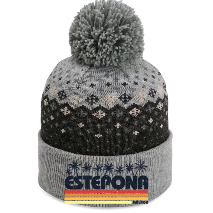 Estepona Malaga Spain Retro Tourism Gift The Baniff Cuffed Pom Beanie