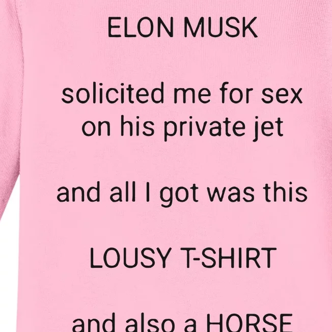 Elon Musk Solicited Me For Sex On His Private Jet Baby Long Sleeve Bodysuit