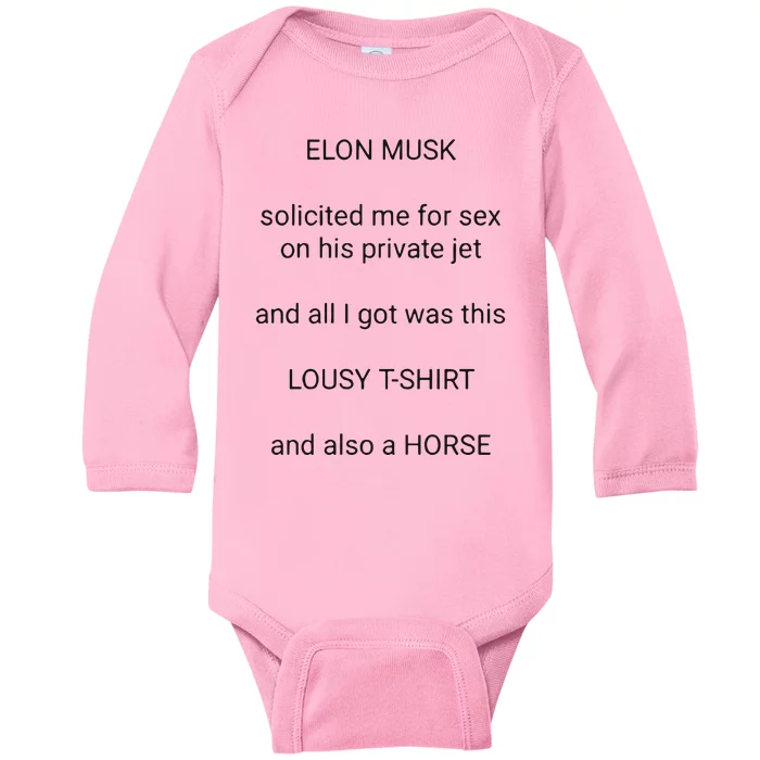 Elon Musk Solicited Me For Sex On His Private Jet Baby Long Sleeve Bodysuit