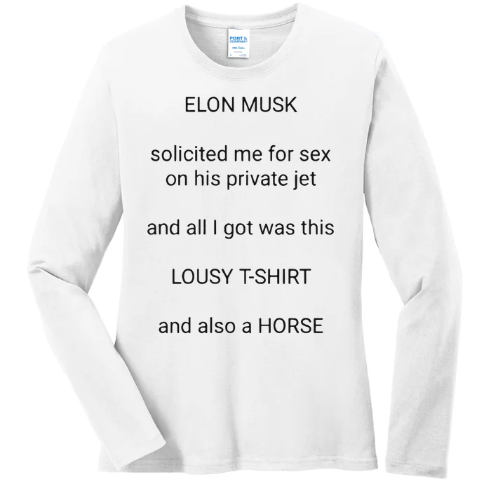 Elon Musk Solicited Me For Sex On His Private Jet Ladies Long Sleeve Shirt