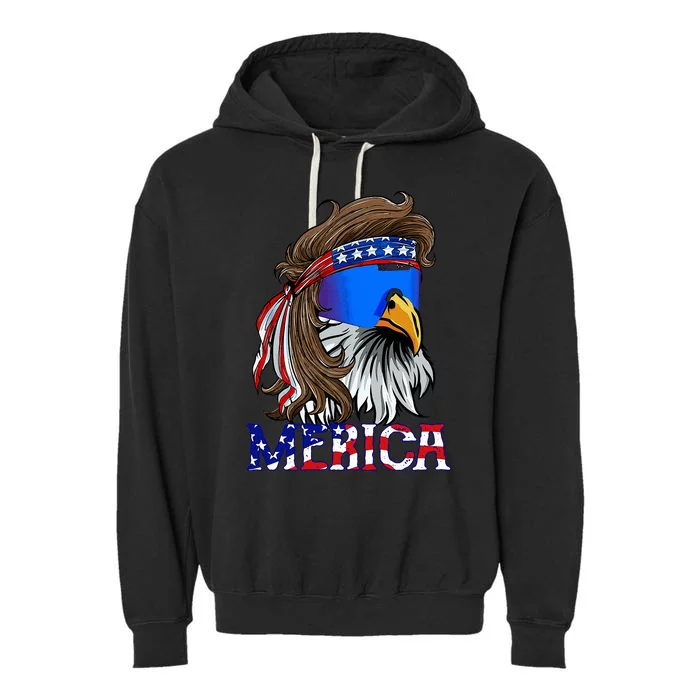 Eagle Mullet Sunglasses Merica 4th Of July Usa Garment-Dyed Fleece Hoodie