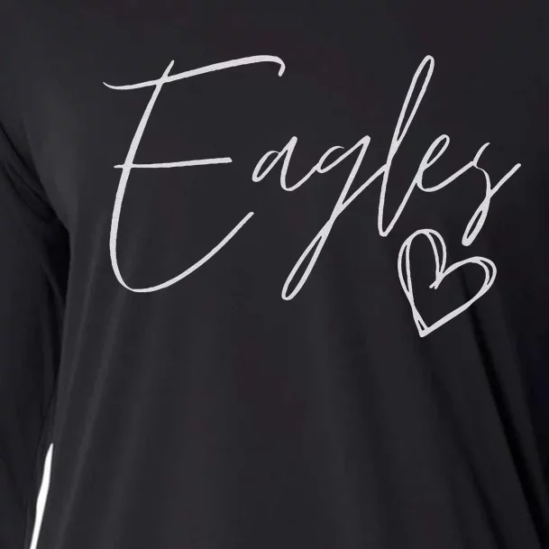 Eagles Mascot School Sports Fan Team Spirit Heart Football Cooling Performance Long Sleeve Crew