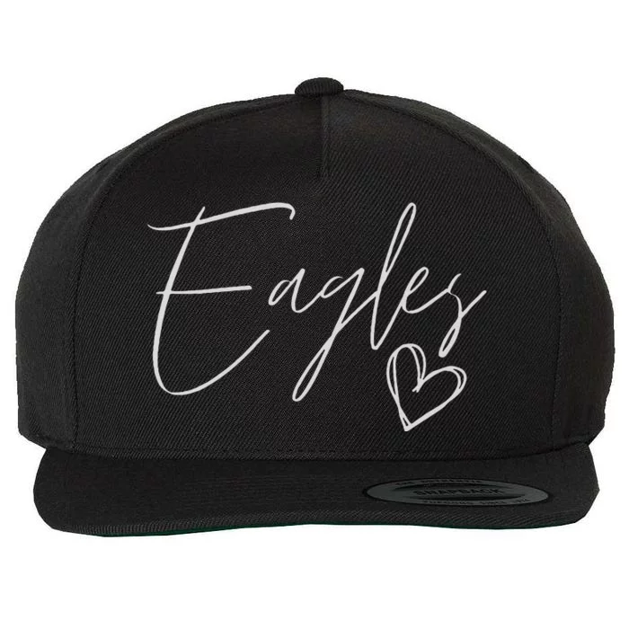 Eagles Mascot School Sports Fan Team Spirit Heart Football Wool Snapback Cap