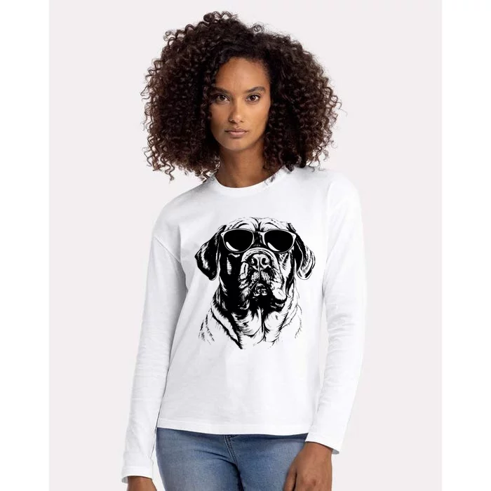 English Mastiff Sketch Drawing Art Dog Lover Mom Dad Wo Womens Cotton Relaxed Long Sleeve T-Shirt