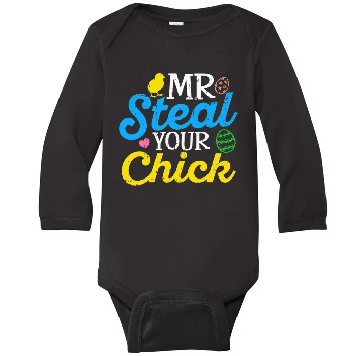 Easter Mr Steal Your Chick Funny Spring Humor Baby Long Sleeve Bodysuit