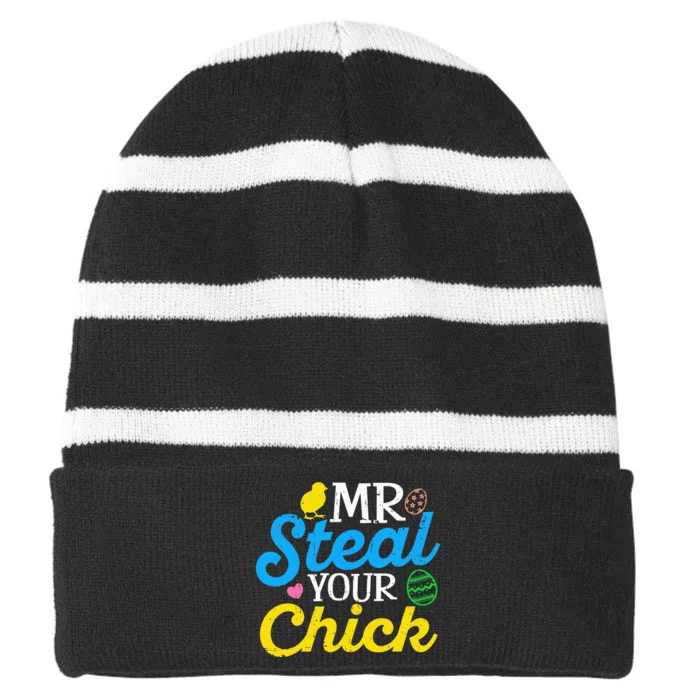 Easter Mr Steal Your Chick Funny Spring Humor Striped Beanie with Solid Band