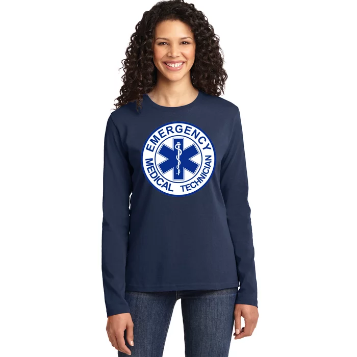 EMT Emergency Medical Technician Logo Ladies Long Sleeve Shirt