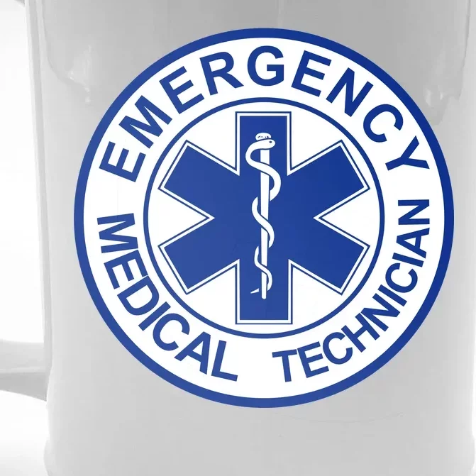 EMT Emergency Medical Technician Logo Front & Back Beer Stein