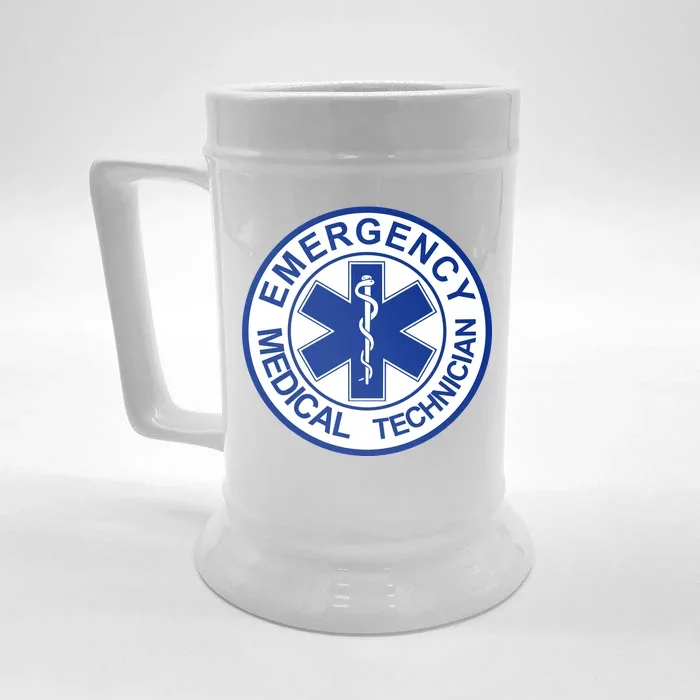 EMT Emergency Medical Technician Logo Front & Back Beer Stein