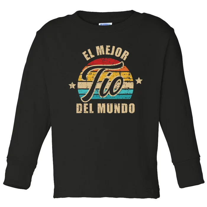 El Mejor TíO Del Mundo Vintage Retro Toddler Long Sleeve Shirt