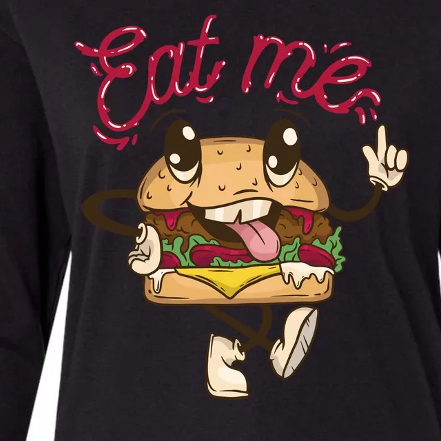 Eat Me Tasty Burger Womens Cotton Relaxed Long Sleeve T-Shirt