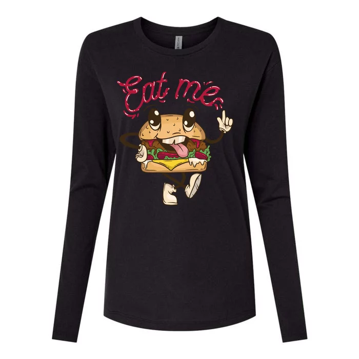 Eat Me Tasty Burger Womens Cotton Relaxed Long Sleeve T-Shirt