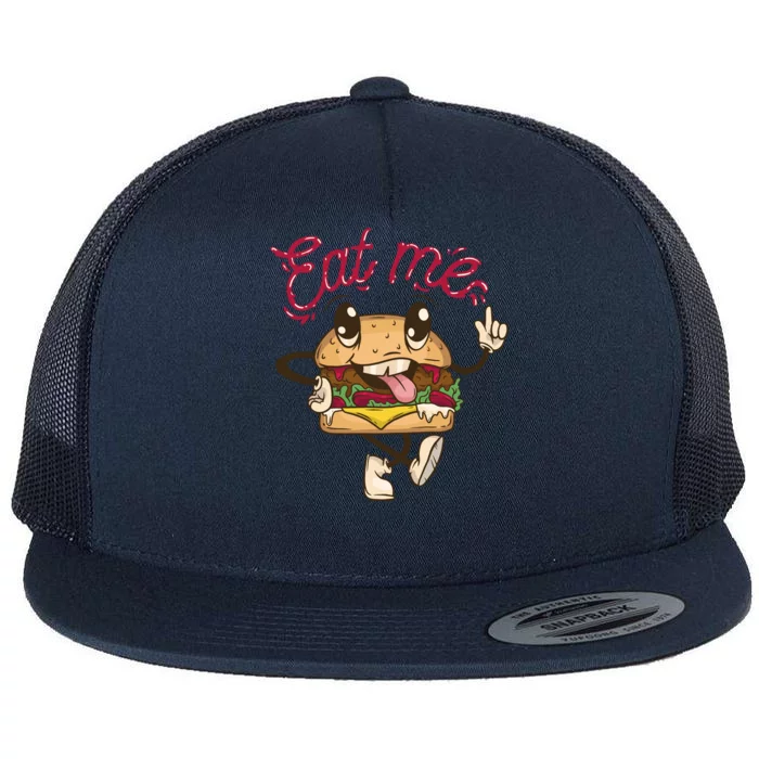 Eat Me Tasty Burger Flat Bill Trucker Hat