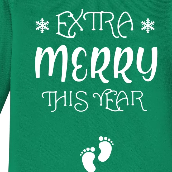 Extra Merry This Year Christmas Baby Long Sleeve Bodysuit