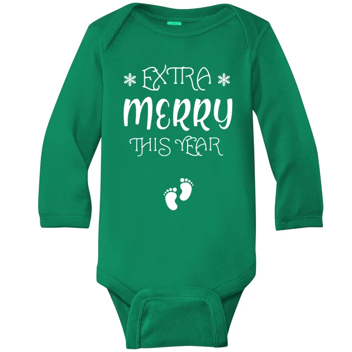 Extra Merry This Year Christmas Baby Long Sleeve Bodysuit