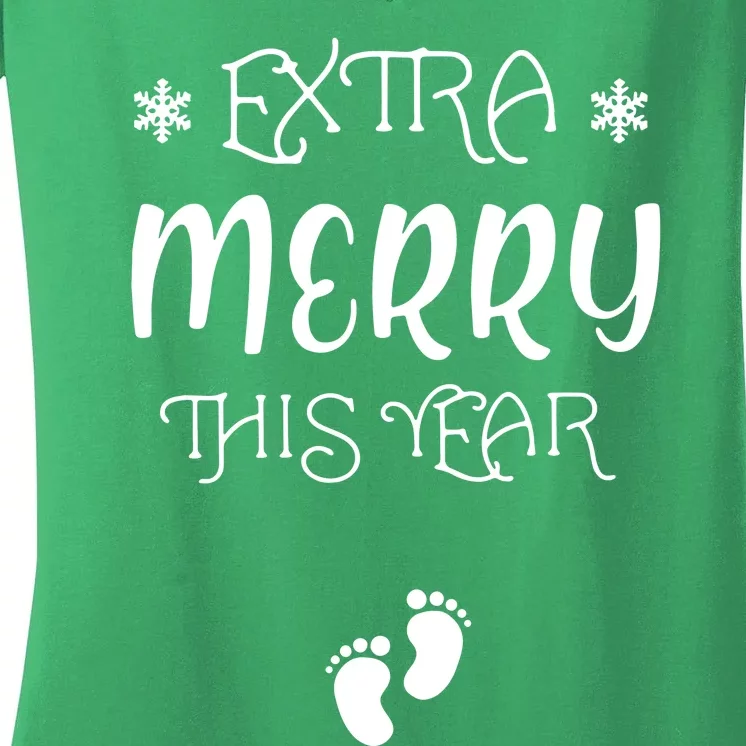 Extra Merry This Year Christmas Women's V-Neck T-Shirt