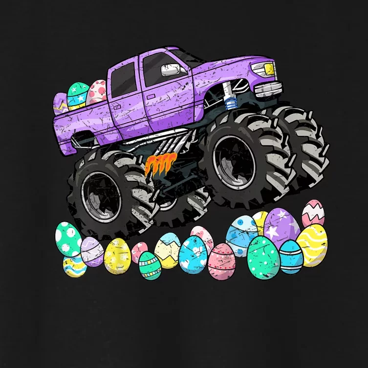 Easter Monster Truck Easter Eggs Women's Crop Top Tee