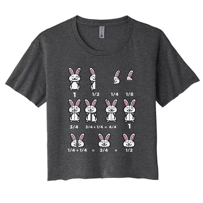 Easter Math Teacher Bunny Fractions Rabbit Women's Crop Top Tee