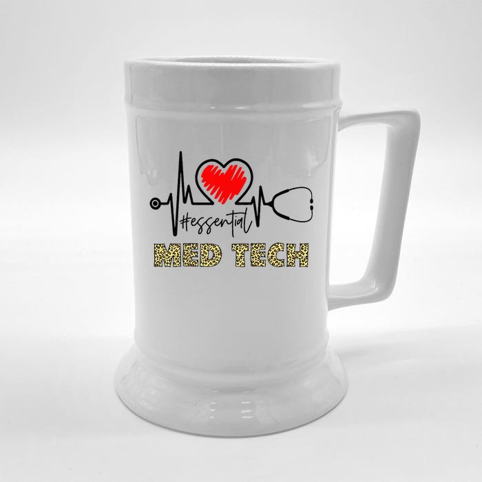 Essential Med Tech Heartbeat Med Tech Nurse Gift Front & Back Beer Stein