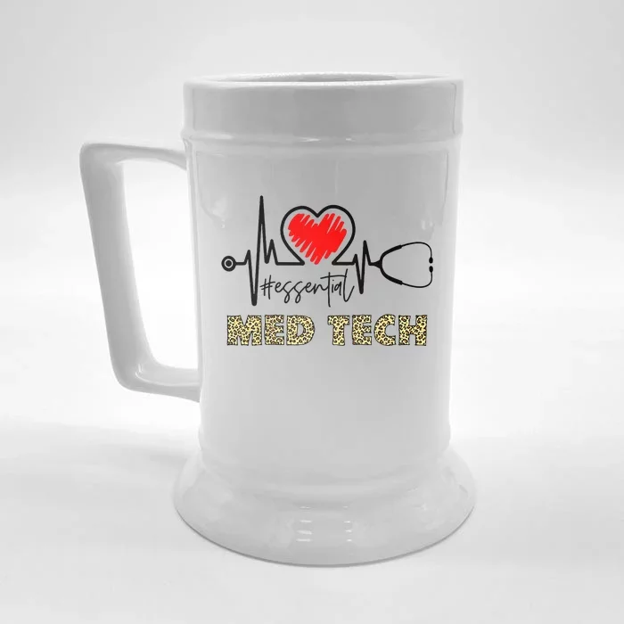 Essential Med Tech Heartbeat Med Tech Nurse Gift Front & Back Beer Stein