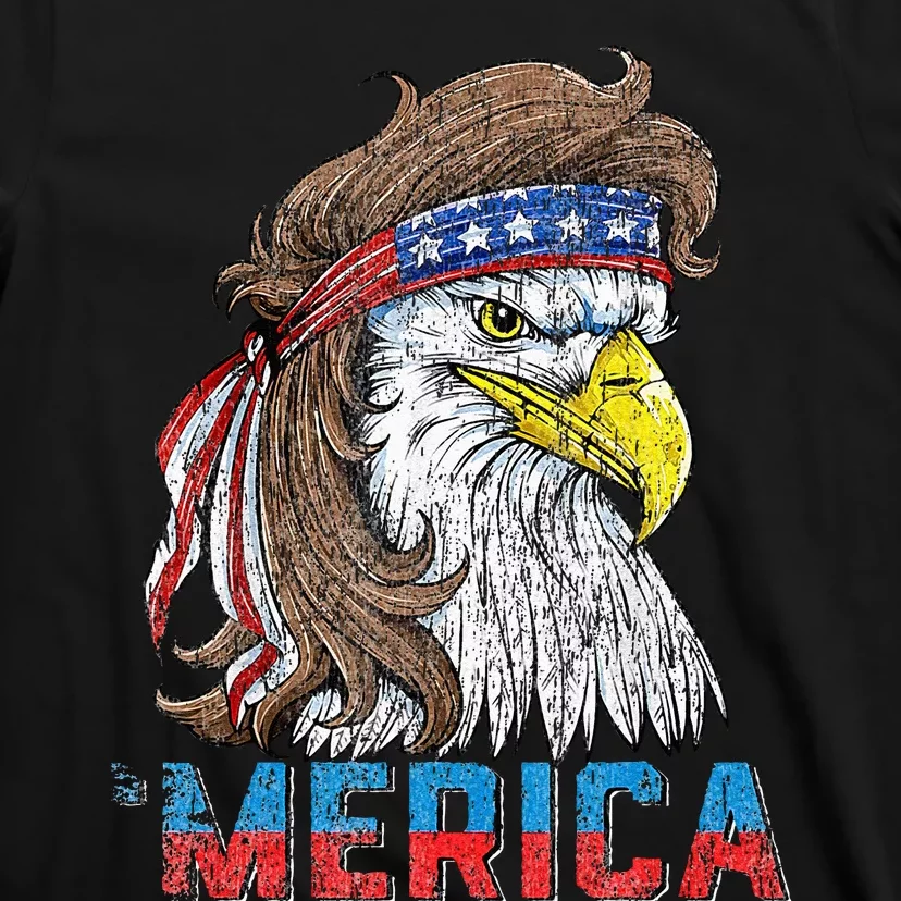 Eagle Mullet Tee 4th Of July USA American Flag Eagle Merica T-Shirt