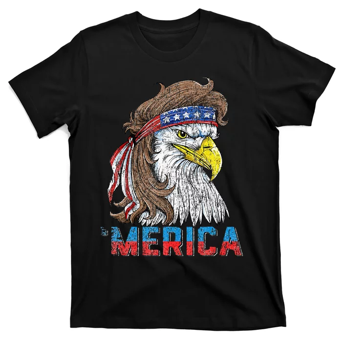 Eagle Mullet Tee 4th Of July USA American Flag Eagle Merica T-Shirt