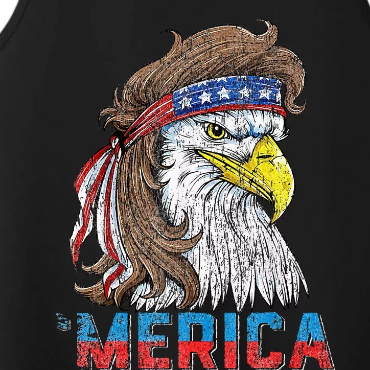 Eagle Mullet Tee 4th Of July USA American Flag Eagle Merica Performance Tank