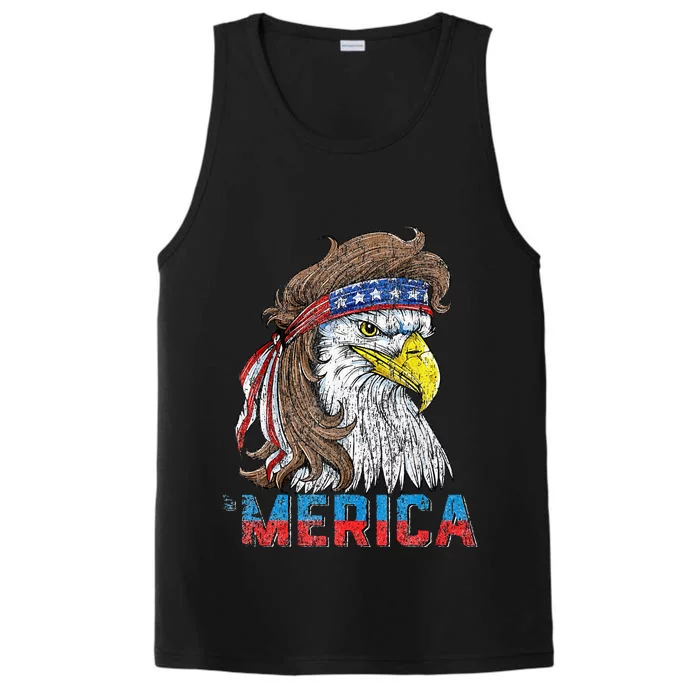 Eagle Mullet Tee 4th Of July USA American Flag Eagle Merica Performance Tank