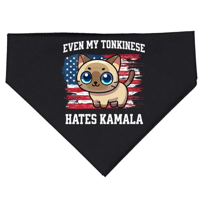 Even My Tonkinese Cat Hates Kamala Election Republican USA-Made Doggie Bandana