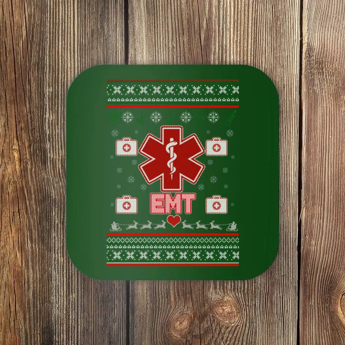 EMT Medic Ugly Christmas Sweater Coaster